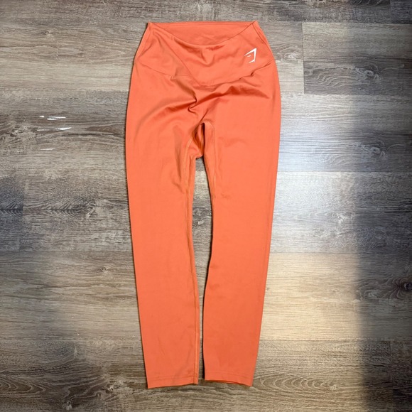 Gymshark Pants - Gymshark Orange High Waisted Crossover Leggings Womens Medium B1A1V Athletic